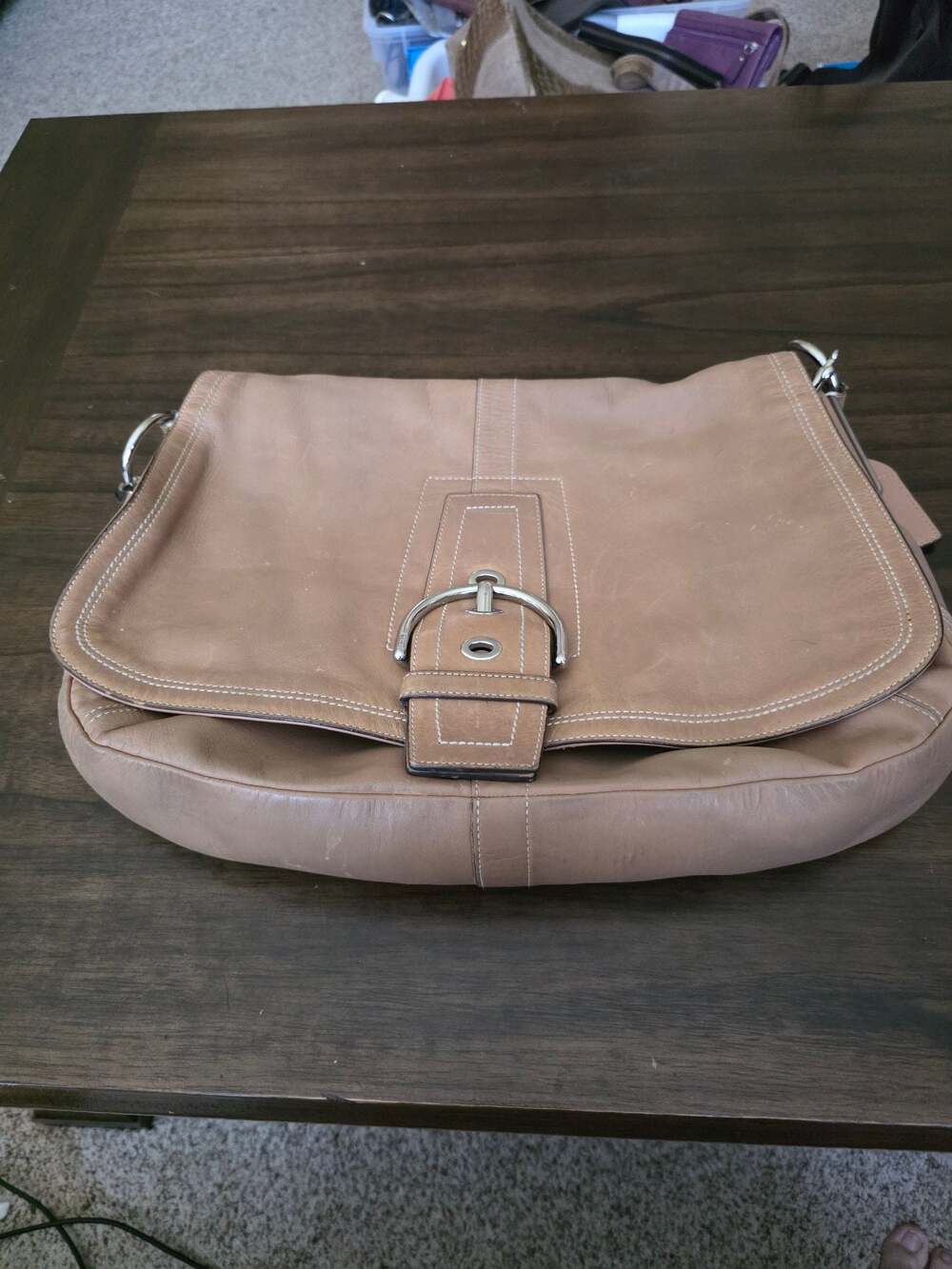 Coach Vintage Soho Buckle Flap Tan Leather Shoulder Bag L0682-10582